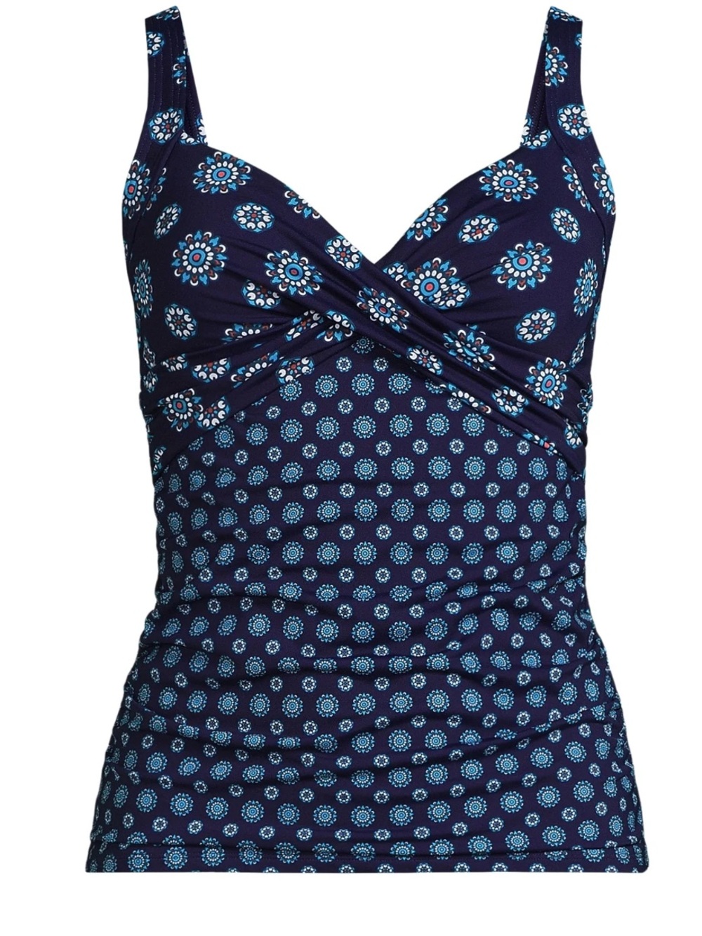 Lands' End Navy Floral-Print tankini Swim Top 6